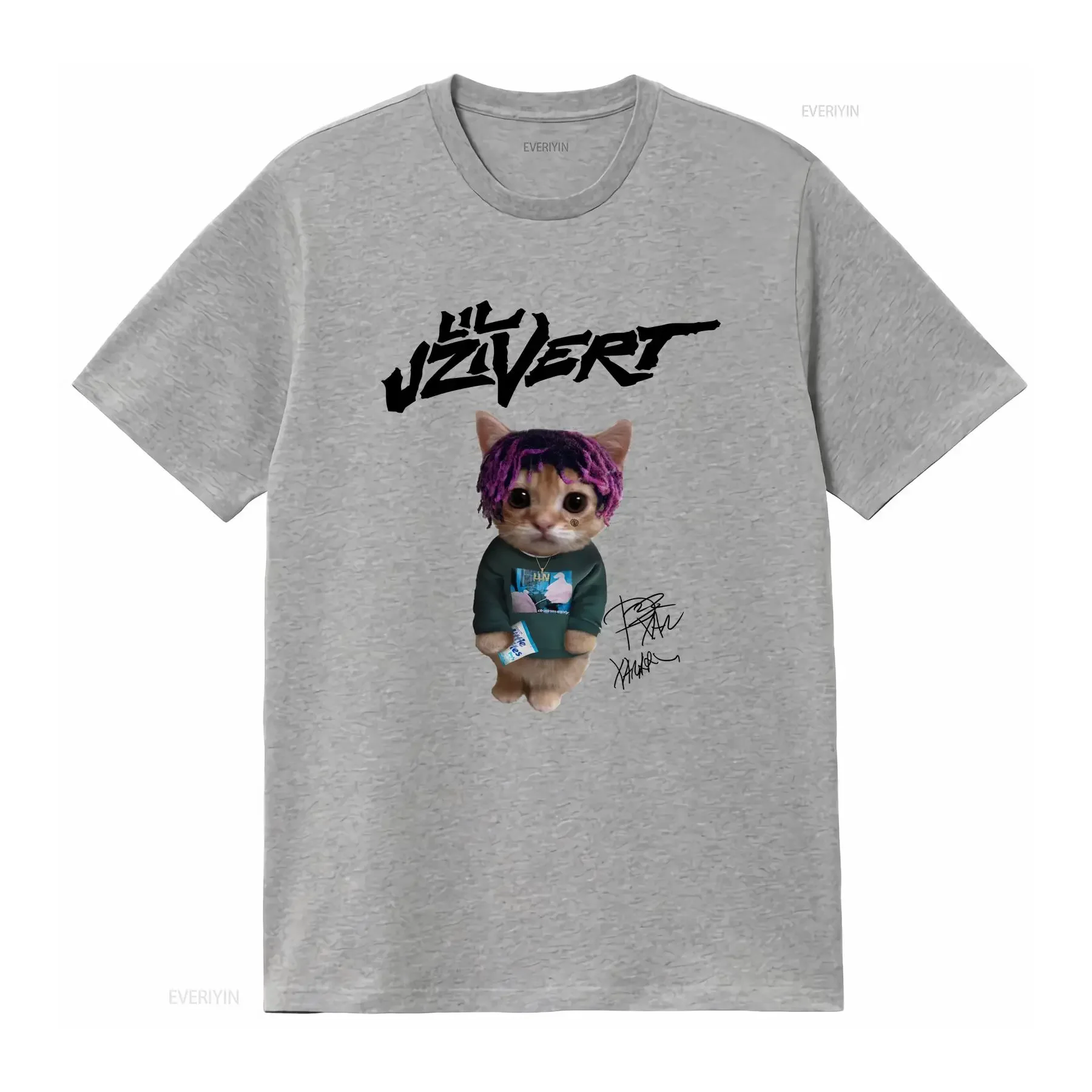 ليل عوزي فيرت مضحك القط لمروحة الأبيض S 2345XL تي شيرت GC677 خمر غسلها مريحة امتدت موضة أنيقة لينة #3