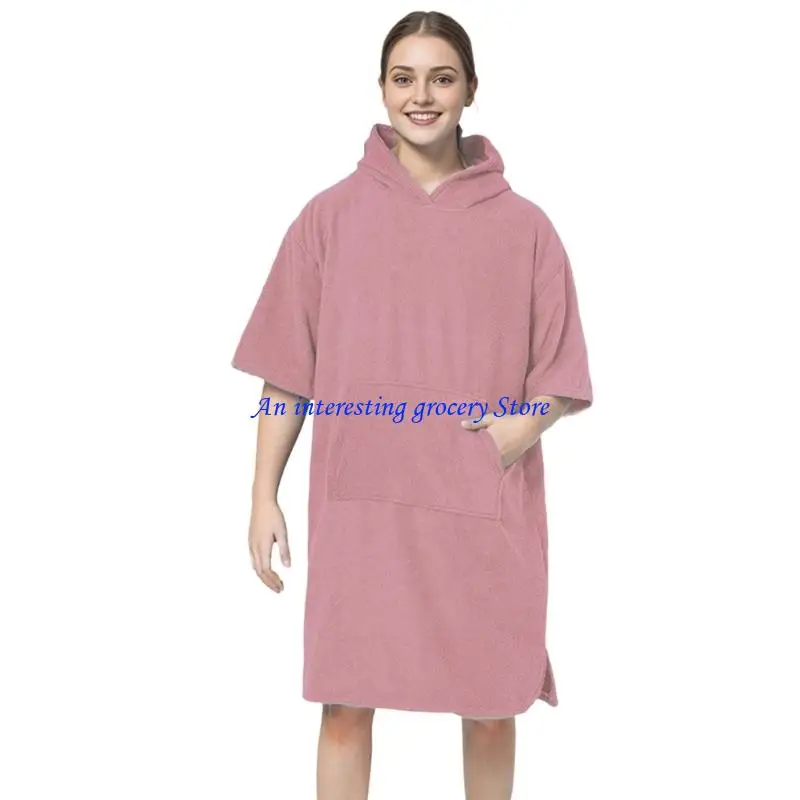 652D Large Size Quick Drying Bathrobe Changing Robe for Beach Pool Surfing Microfiber Towel with Privacy Changing Feature
