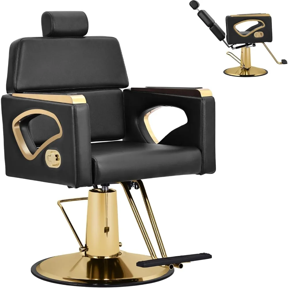 Black Salon Chair for Hair Stylist,Beauty Reclining Barber Chair,360 ° Swivel Barbershop Armchair with Heavy Duty Hydraulic Pump image 5
