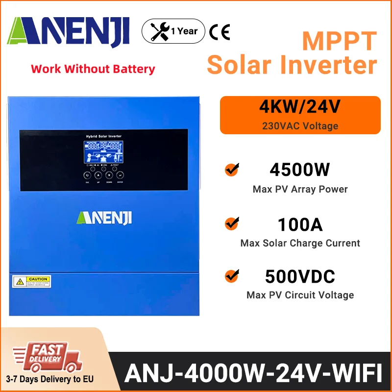 4.2KW 24V Hybrid Solar Inverter 230V Pure Sine Wave MPPT 100A Photovoltaic On/Off Grid Inverter Solar Charge Controller