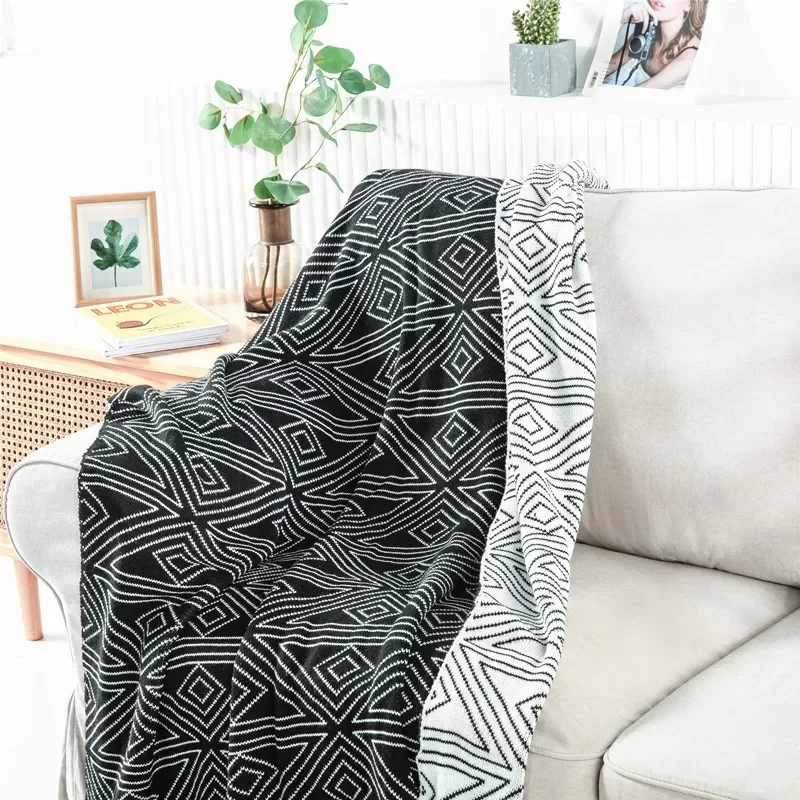 Nordic Style Geometry Stripes Blanket Simple Knitted Blankets For Living Room Sofa Plaid Throw Blanket Decorative Bedspread