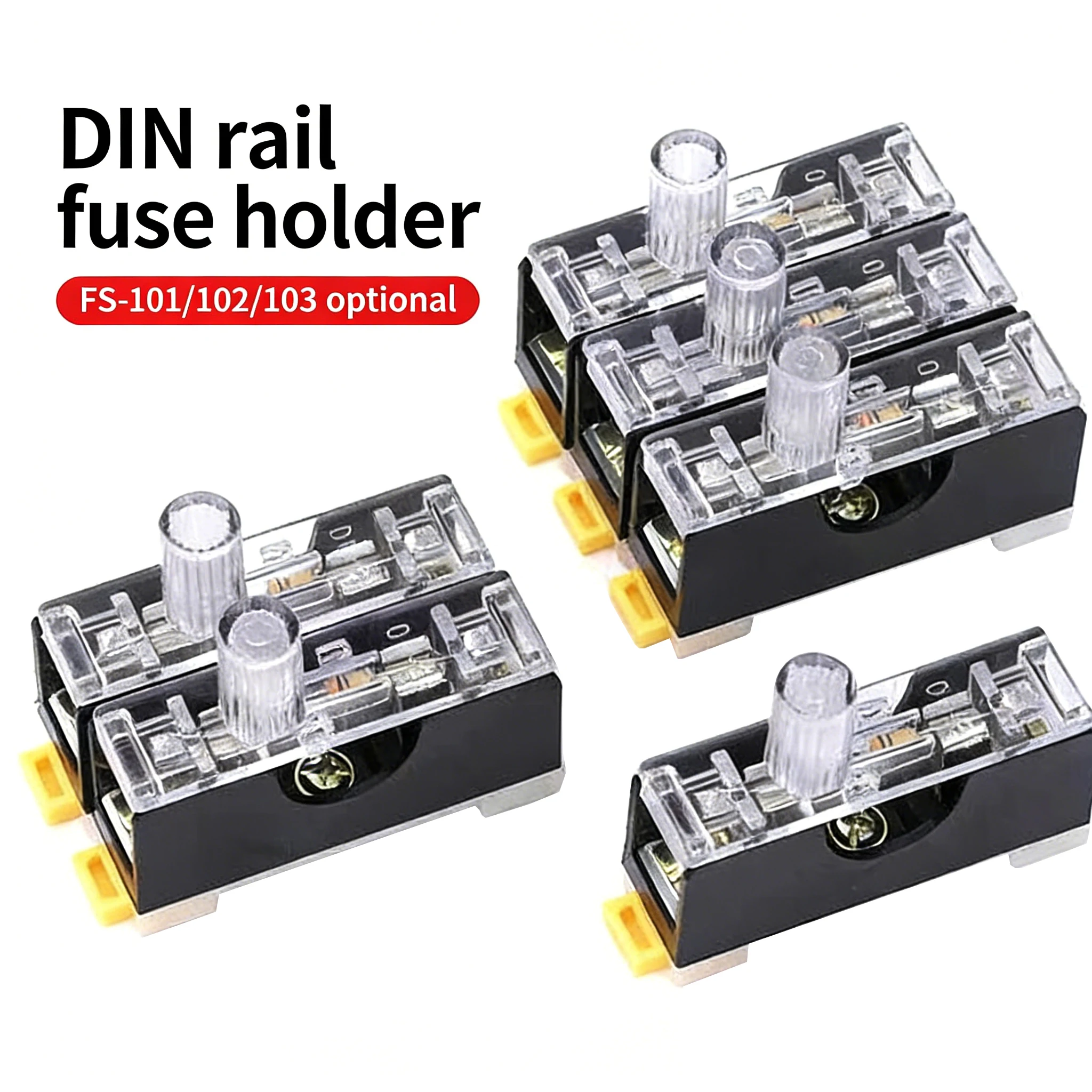 6x30mm 220V Fuse Holder FS-101 FS-102 FS-103 Din Rail Mount Single Pole 10A Circuit Breaker Accessories for Industrial Electric