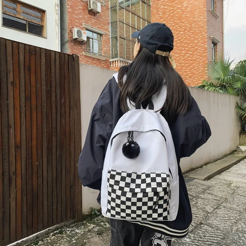 Fashion Girls Plaid Backpack Waterproof Leisure Shoulder Bag Women Laptop Mochila Bookbag Travel Rucksack for Female