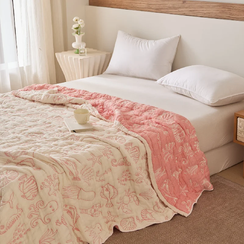 Cotton Puff Gauze Blanket, Soft Breathable Towel Blanket, Thick Comfortable Skin-Friendly Throw for Home Office Nap, Sofa Cover