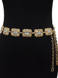 Rhinestone Decor Chain Belt