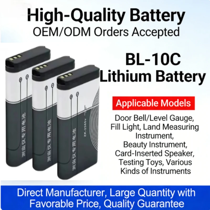 BL-10C 2300mAh Li-Ionen-Akku für Fotografiebeleuchtung Video-Türklingel Tragbarer Monitor Lautsprecher Wiederaufladbar mit Schutzfunktion