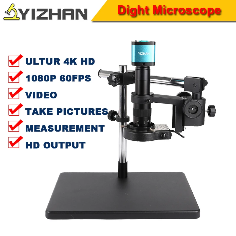 

4K FULL HD IMX327 Microscope Digital HDMI USB Monocular Soldering Microscopio 130/150/180/215X Zoon Lens Industrial Camera