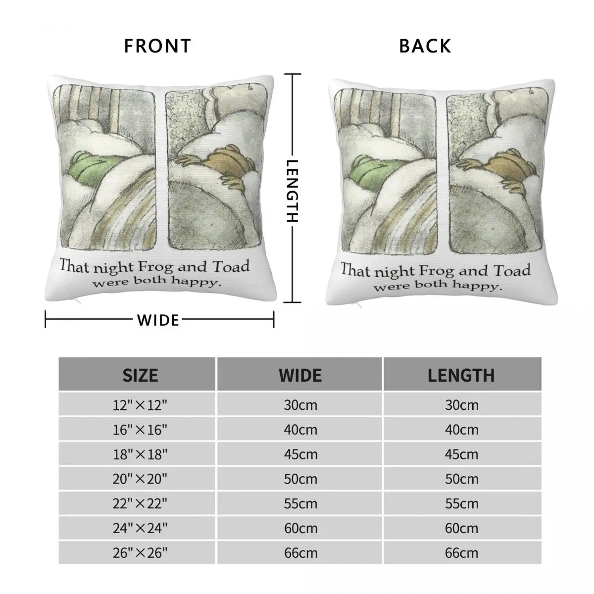 Frog And Toad Both Happy Square Pillowcase Polyester Linen Velvet Pattern Zip Decor Bed Cushion Cover 45x45