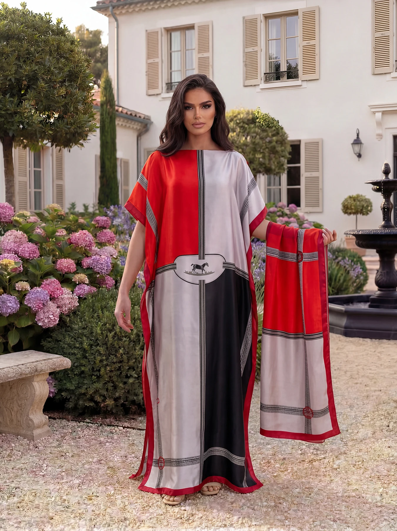 

Elegant Summer African Kaftan Dress for Women Shawl Muslim Lady Long Hijab Oversize Kuwait Abaya in Multiple Colors Scraf