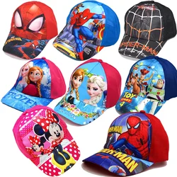 New Disney Anime Frozen Mickey Mouse Kids Brand Hat Boy Girl Travel Caps Spiderman Mickey Minnie Baby Caps Figure Gift Toys 2-8Y