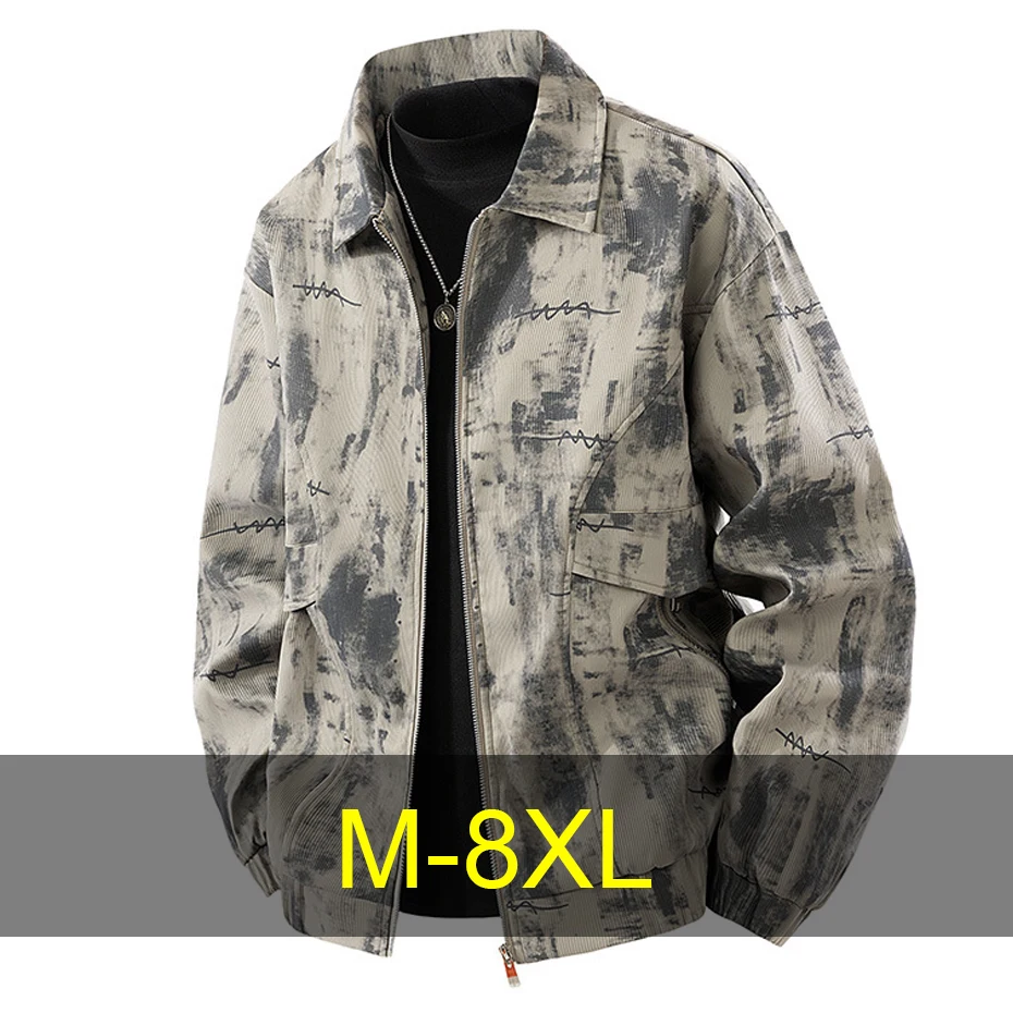 

8XL Plus Size Cargo Jacket Coat Men Fashion Vintage Tie Dye Jackets Male Big Size Cargo Coats Outerwear Spring Autumn