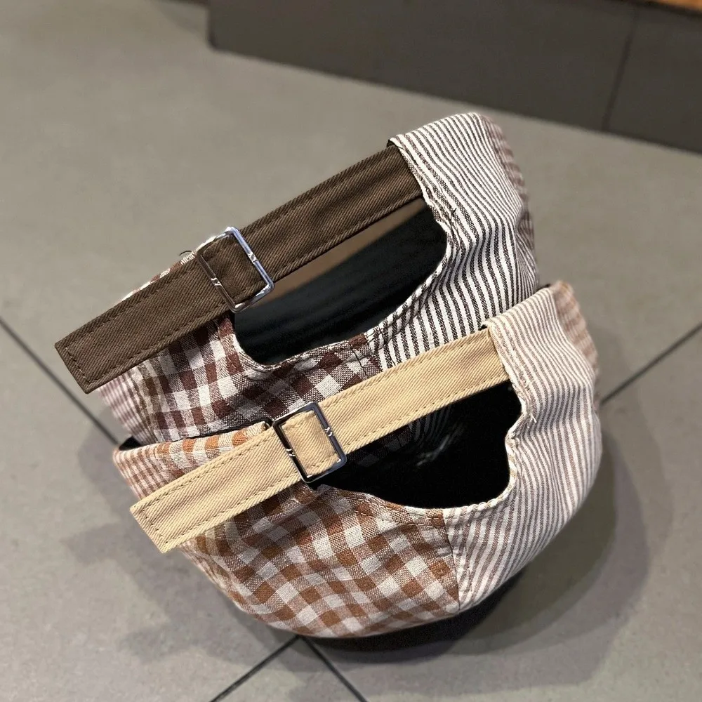 트렌디 한 레트로 Duckbill 모자 조정 가능한 통기성 베레모 경량 격자 무늬 Newsboy 모자 남여