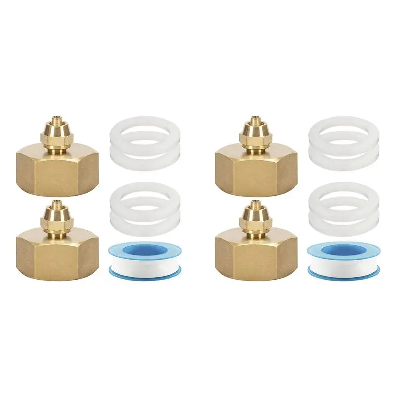 AT05-3/4Inch To 1/4Inch Hose Adapter Garden Brass 1/4Inch To Irrigation Hose Adapter 4Pack With Washer Rubbers