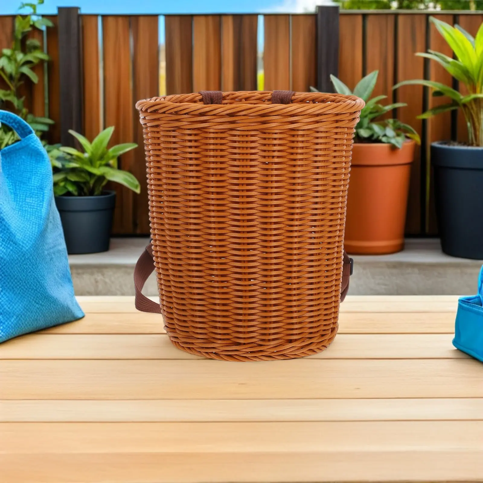 Handmade Picnic Basket Shoulder Straps Backpack Portable Outdoor Farm Fruit Vegetable Harvesting Basket Picnic Hamper