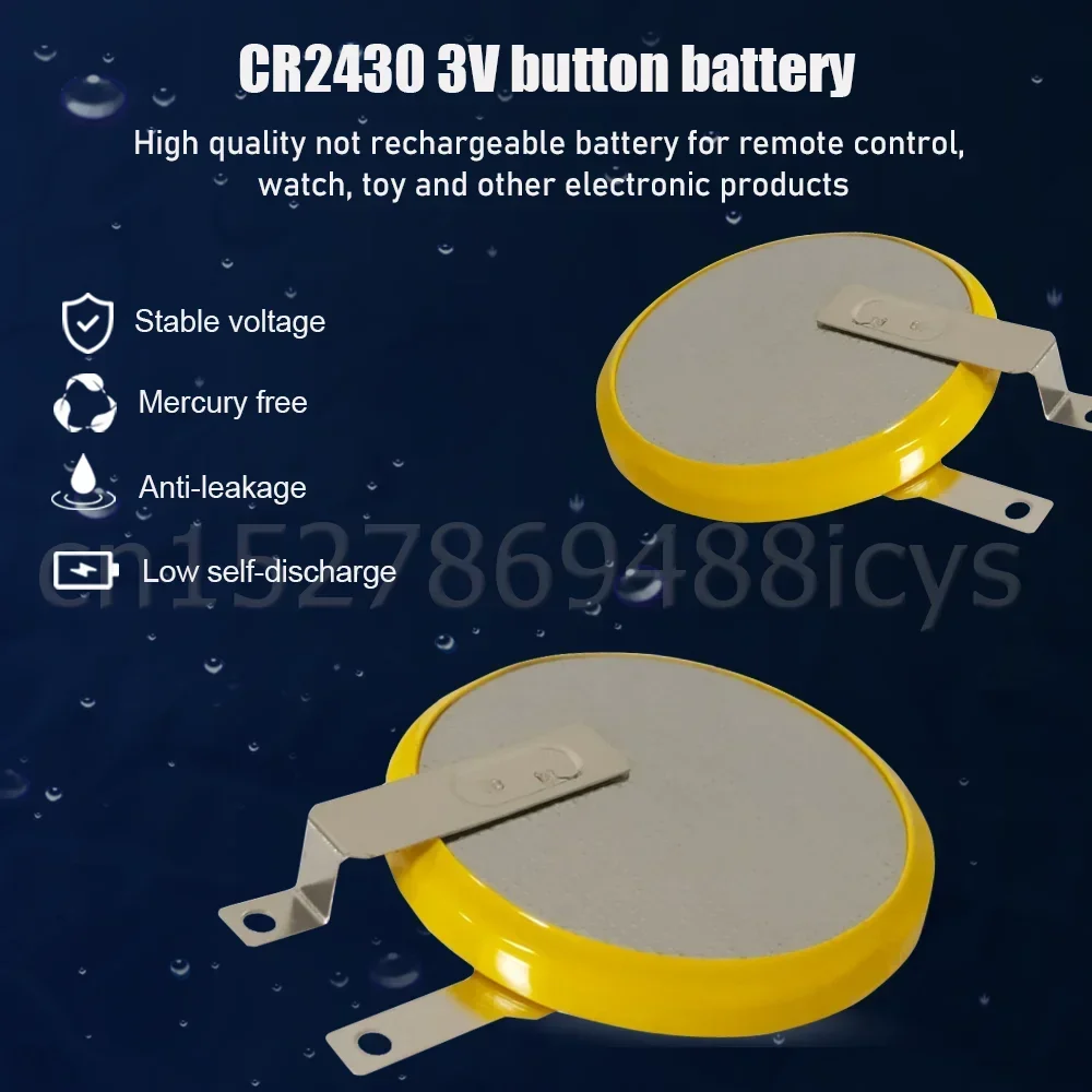 New CR2430 2430 3V 270mAh Primary Lithium Battery With Tab Solder Foot Soldering Welding For Motherboard Toy Button Coin Cell