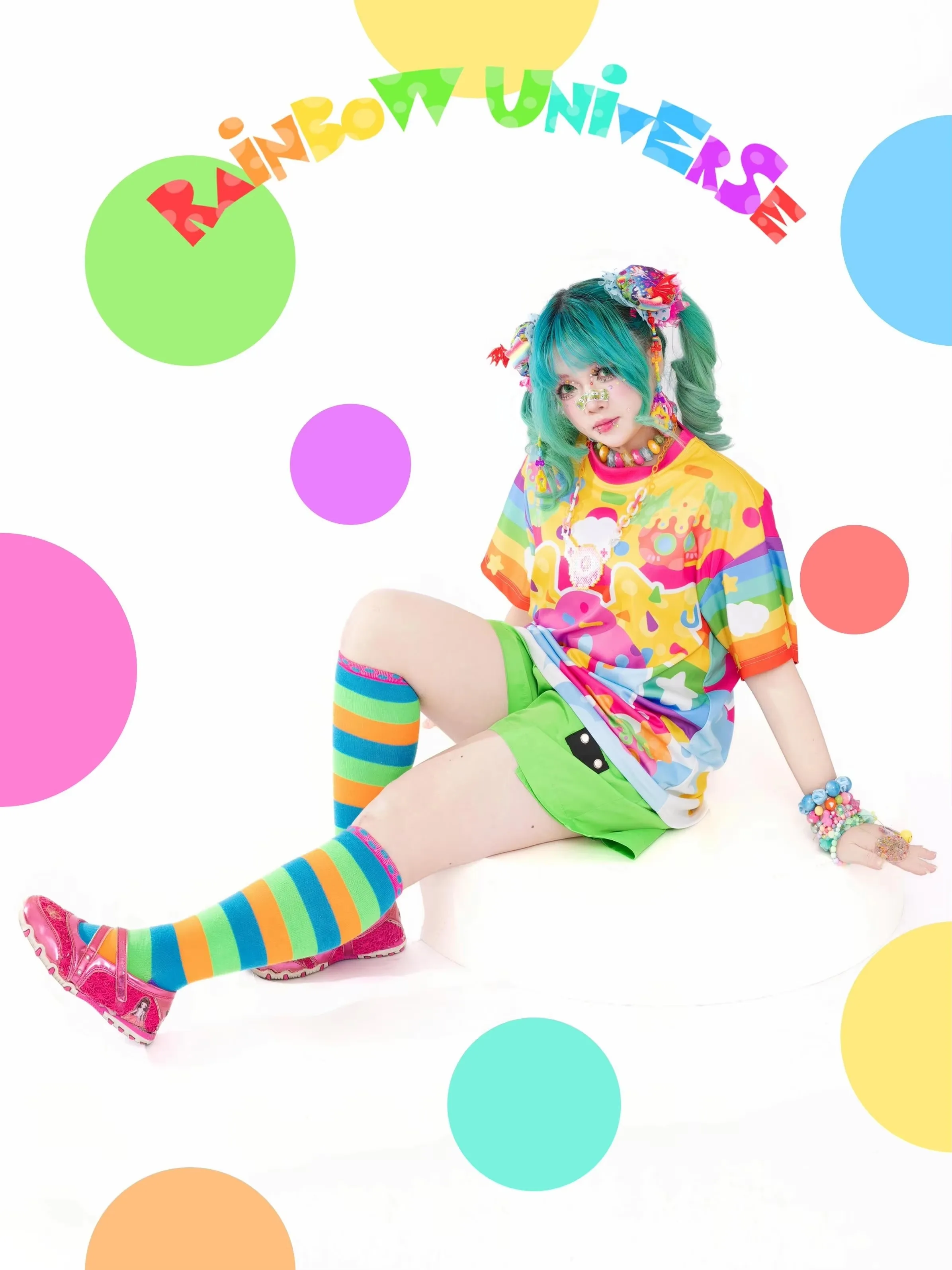 Women Crew Neck Short Sleeve T Shirt Colorful Harajuku Rainbow Cartoon Monster Cloud Star Full Over Print Loose Casual Tee Kids