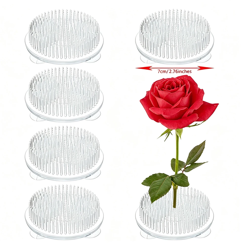 Flower Frog, 7cm/2.76inch 3 Suction Base Floral Arrangement Holder Clear Plastic Pin Flower Frog, Reusable Vase Flower Fixer