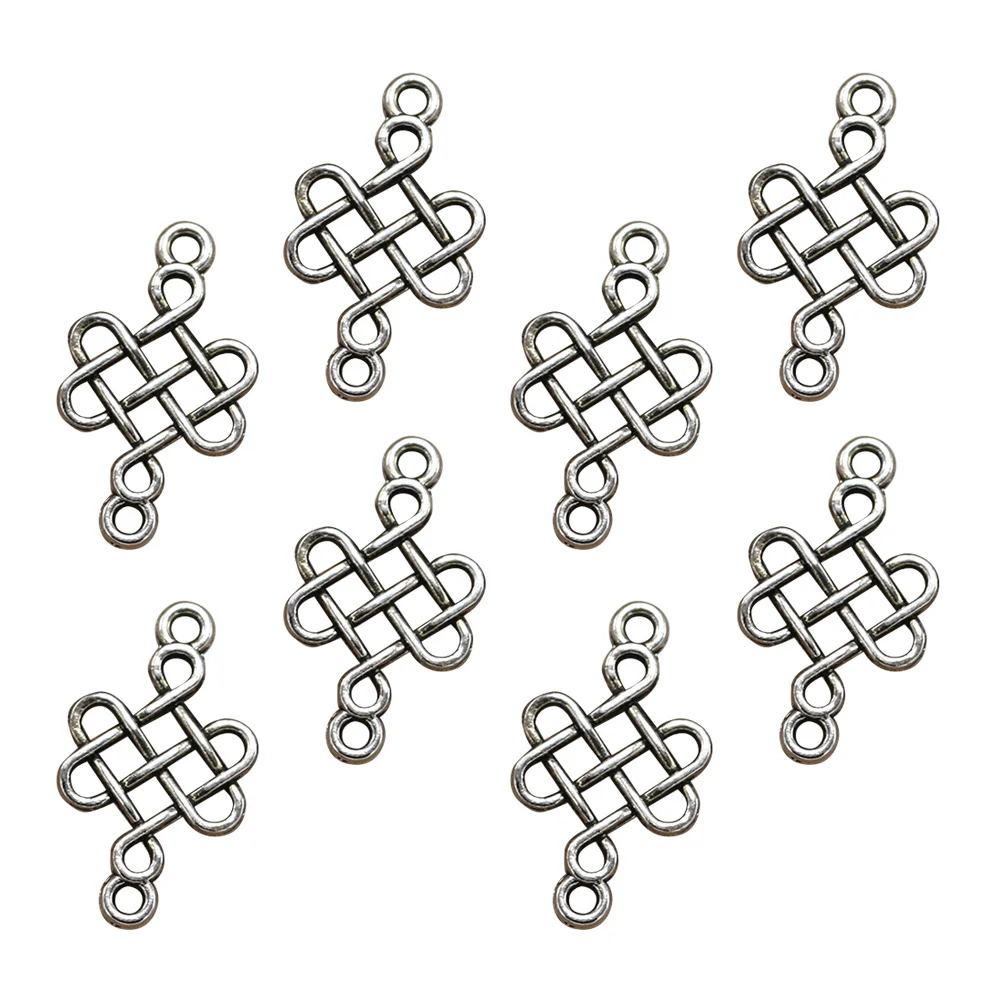 

20 Pcs Chinese Knot Pendant DIY Charms Jewelry Making Pendants Alloy Tibetan Silver