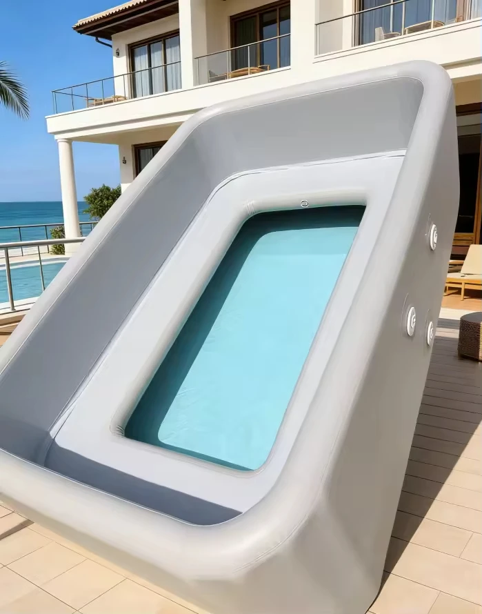 Custom Inflatable Floating Swimming Pool Big Size Spa Pool with Built-in Seats Drop Stitch Material for Outdoor Use