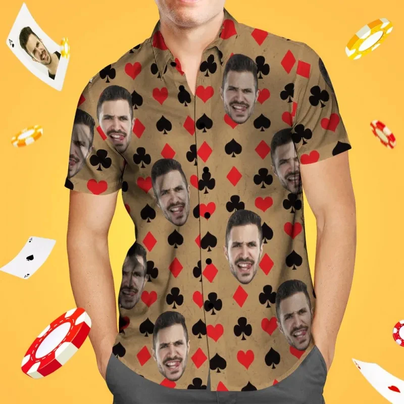 Camisas con estampado 3D de Casino Poker para hombre, ropa de playa de vacaciones hawaianas, Tops personalizados, moda