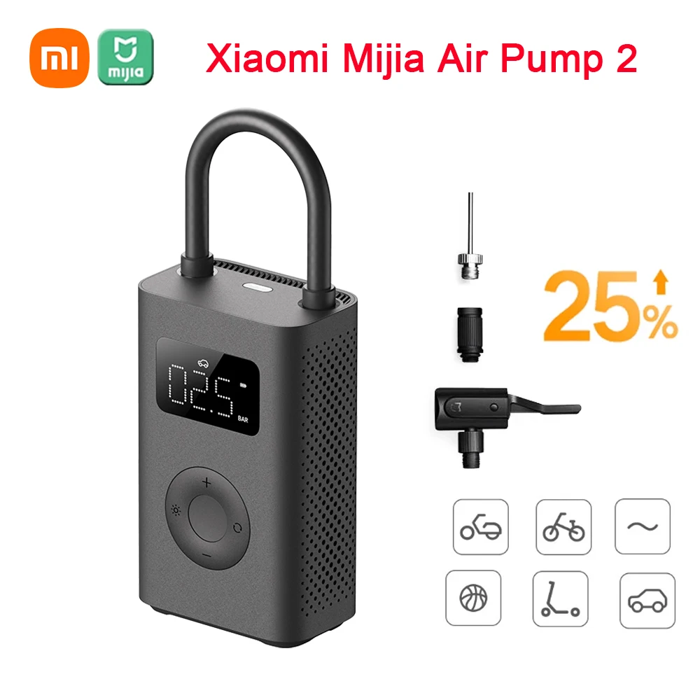 Original Xiaomi Mijia Air Pump 2 Portable Electric Inflatable Treasure Air Compressor Tire Sensor Pump for Motorcycle Car Soccer