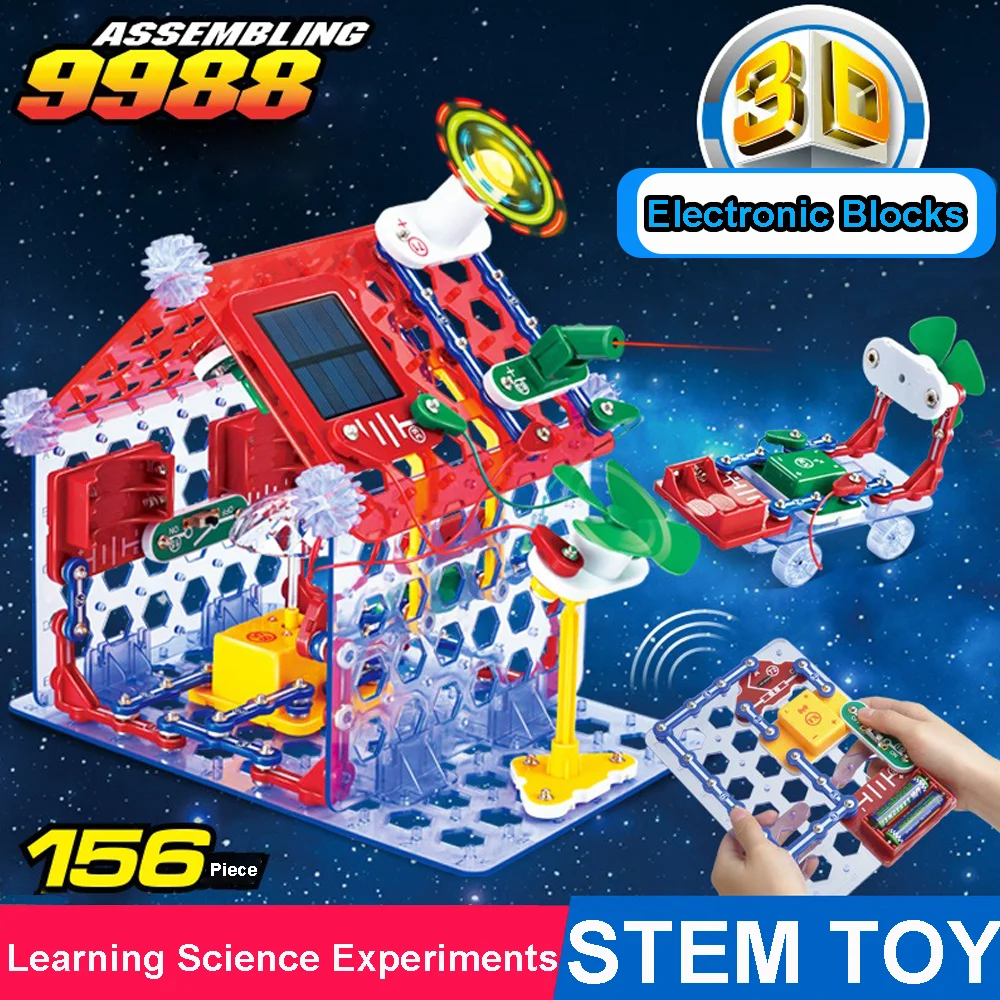 

Circuit Electronic Blocks Science Kit for Kids 156 Piece Physics Educational Experiments Electronic Discovery STEM Kit For Kids