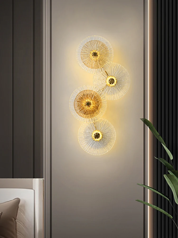 Modern Led Wall Lamp Design Luxury Lustre Lighting Fixture Round Wall Light for Bedroom Wall Lamps Corridor Lighting Indoor Lamp