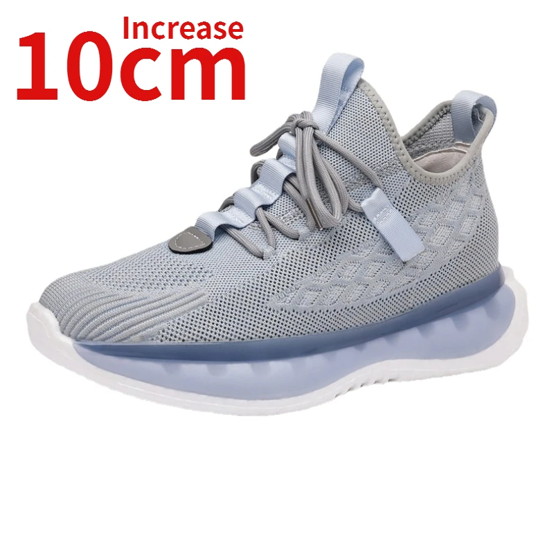 Men Casual Sports Shoes Increased 10cm Spring Summer Comfortable and Breathable Mesh Fabric Elevated Height Increasing Shoes Man