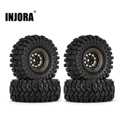 INJORA-Ensemble de pneus de roue à revêtement noir en laiton, 1.0 pouces, pour 1/24 1/18 RC inoler Car Axial SCX24 AX24 TRX4M FCX24