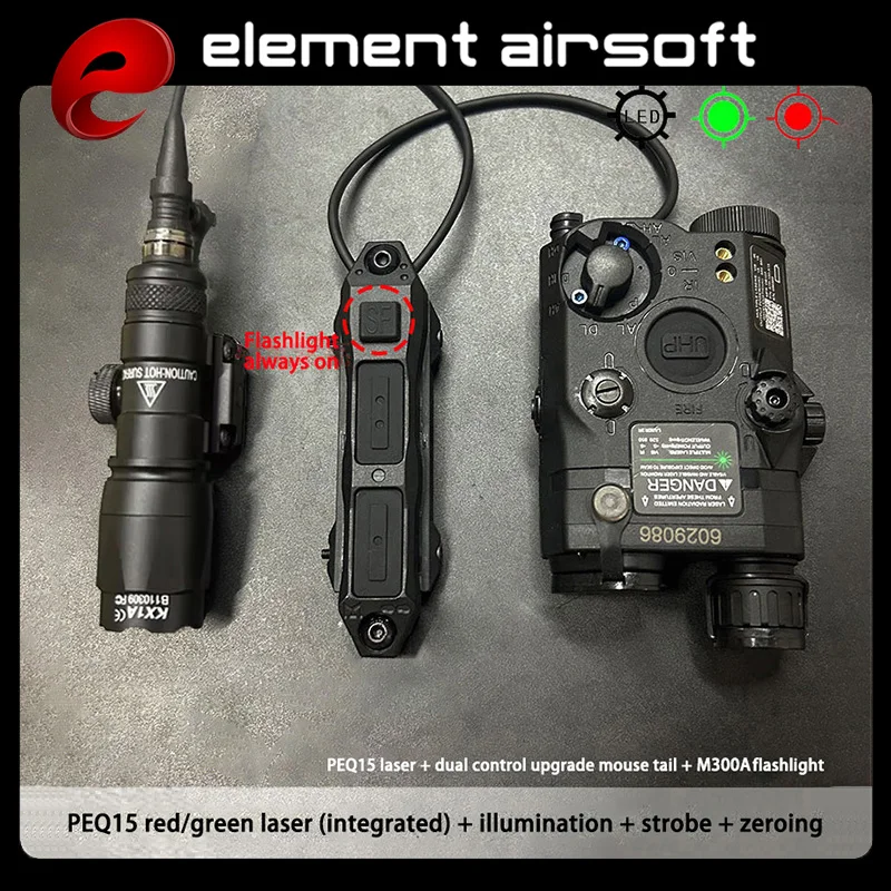 Taktische Airsoft PEQ-15 PEQ15 Rot-Grün-Laser-Indikator Scout Light LED Stroboskop-Taschenlampe M300A M600C für Airsoft-Spielzeug