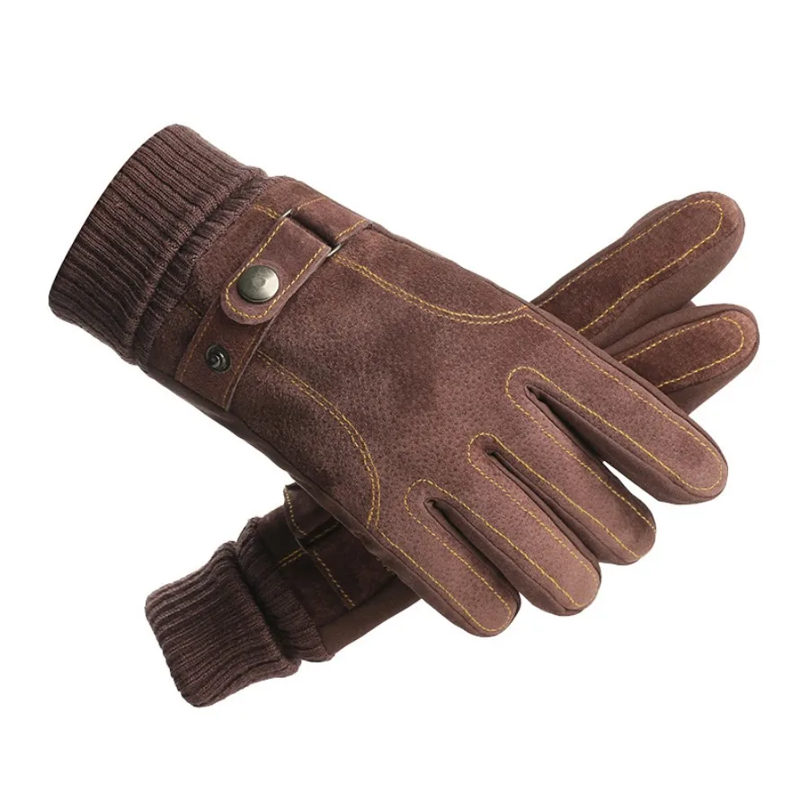 

Men's Synthetic Leather Ski Gloves Touchscreen Warm Windproof Fleece-Lined Thickened Cold-Resistant for Winter Motorcycle Riding