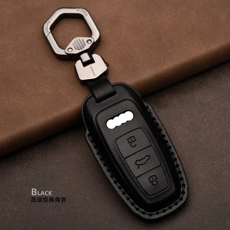 

Leather Car Key Case Cover For Audi A3 A4 B9 A6 C8 A7 S7 4K A8 D5 Q3 Q5 S8 Q7 Q8 SQ8 RS E-tron 2018 2019 2020 2021 Accessories