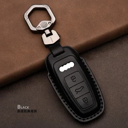 Leather Car Key Case Cover For Audi A3 A4 B9 A6 C8 A7 S7 4K A8 D5 Q3 Q5 S8 Q7 Q8 SQ8 RS E-tron 2018 2019 2020 2021 Accessories