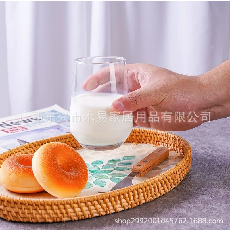 Household Oval Living Room Coffee Table Storage Basket Creative Colorful Shell Rattan Woven Tray Bread Dim Sum Fruit Plate