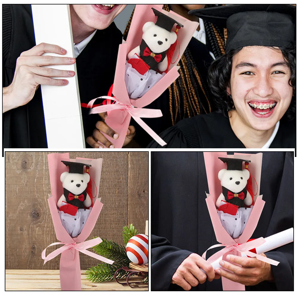 

2Pcs Graduation Bear Bouquet Elegant Themed Bouquet with Adorable Bear for Graduation Ceremony Decor Photo Session Gift Idea