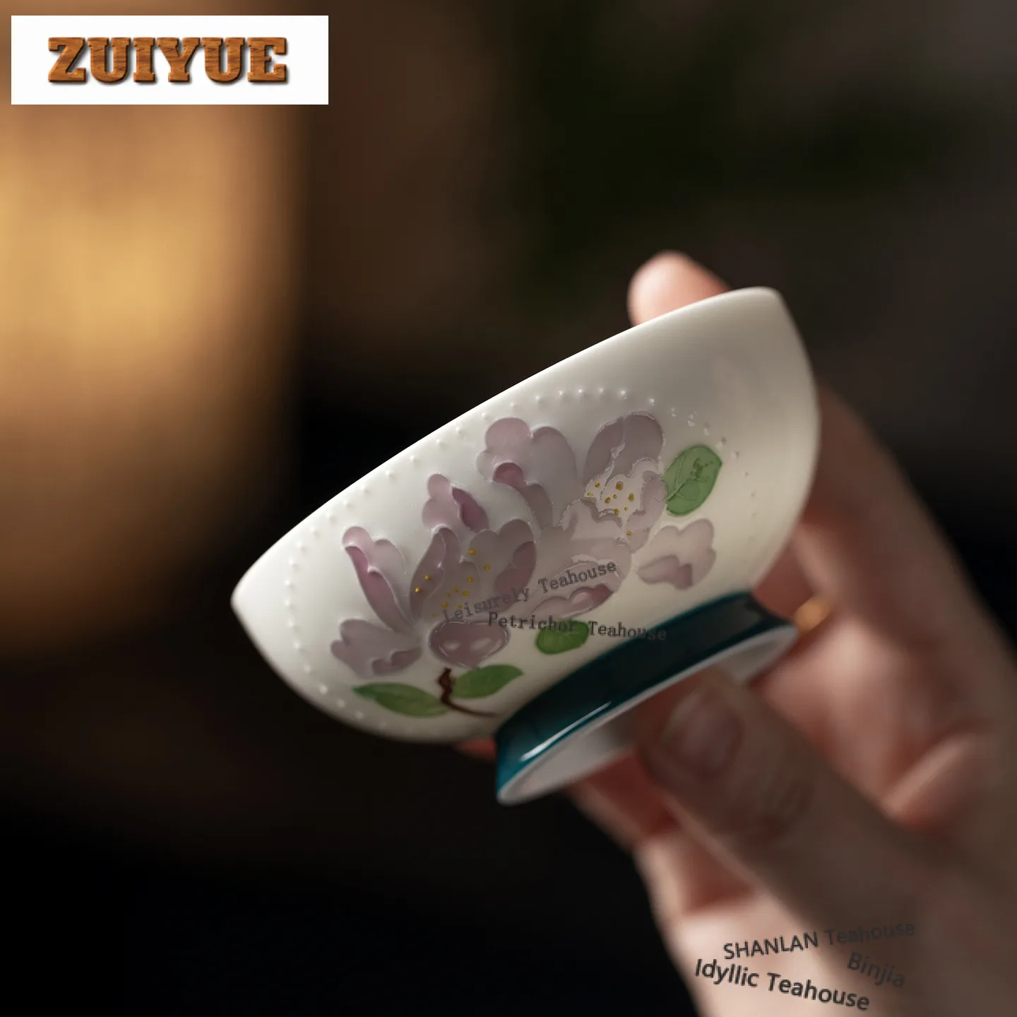 80ml Hand-painted Iris Bead Curtain Teacup Retro Tea Bowl Sample Tea Cup Tea-tasting Meditation Cup Jianzhan Master Cups Teaware