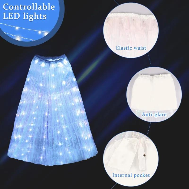 Jupe lumineuse LED colorée pour femme, costume de danse pour filles, accessoires de performance de danse du ventre, robe de fête d'Halloween et de Noël, 1PC