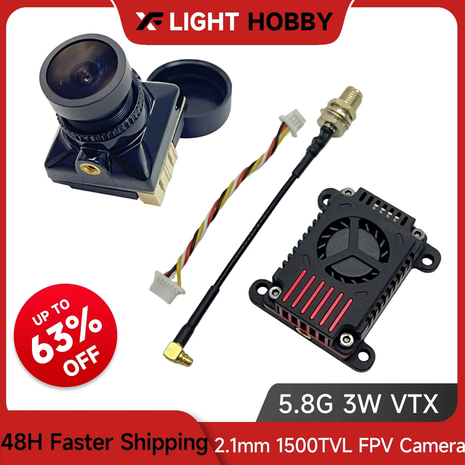 XFlight Hobby 5.8Ghz 3W 72CH VTX Video Wireless Transmitter With HD 2.1mm 1500TVL FPV Camera 16:9 For Rc Fpv Racing Drones