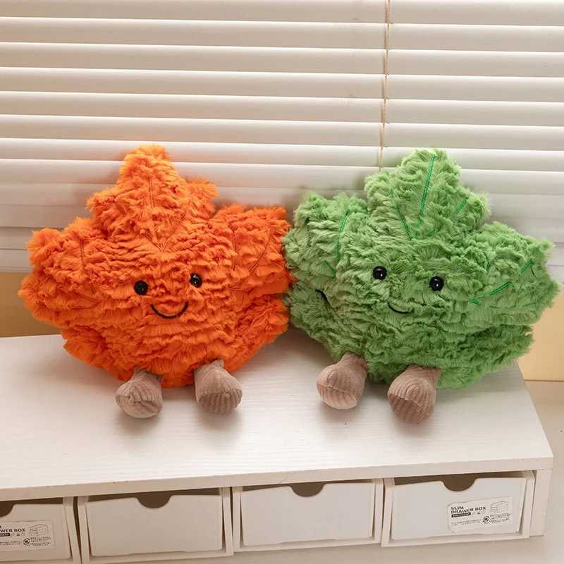 Kawaii مابل ليف ألعاب من نسيج مخملي لطيف الخريف ورقة محشوة النبات دمية لينة ديكور المنزل محبوب بلوشي هدية لفتاة