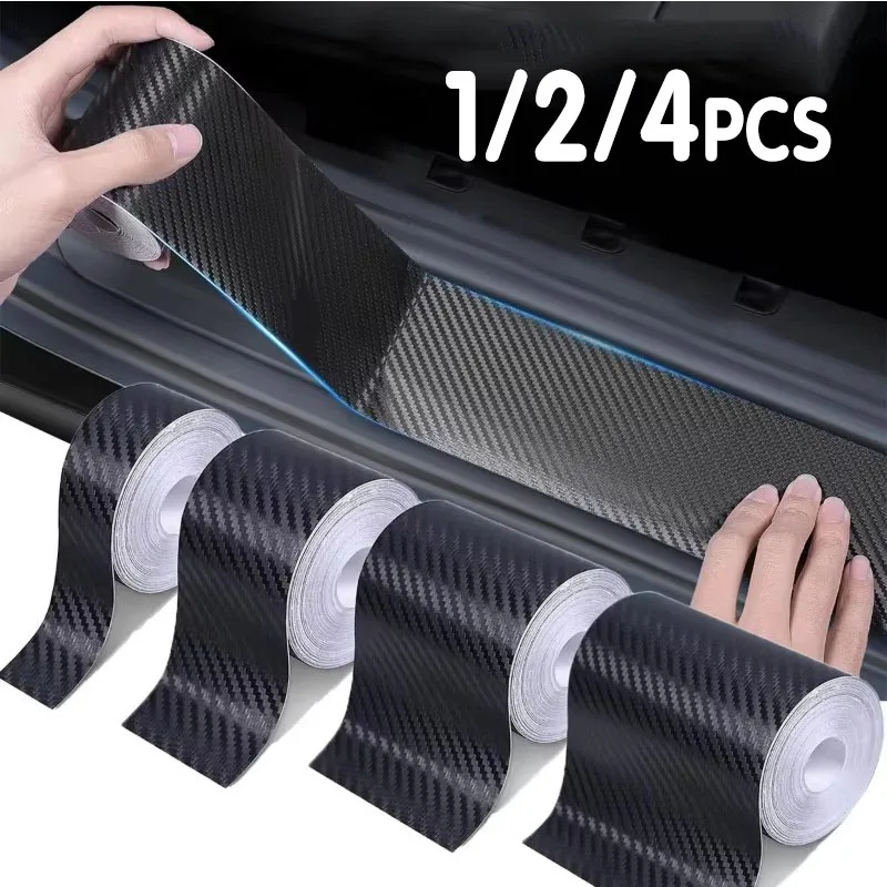 1/2/4Pcs 3D Nano Carbon Fiber Car Tape, Black Door Edge Protection, Side Mirrors, Scratch Resistant Strips, Waterproof