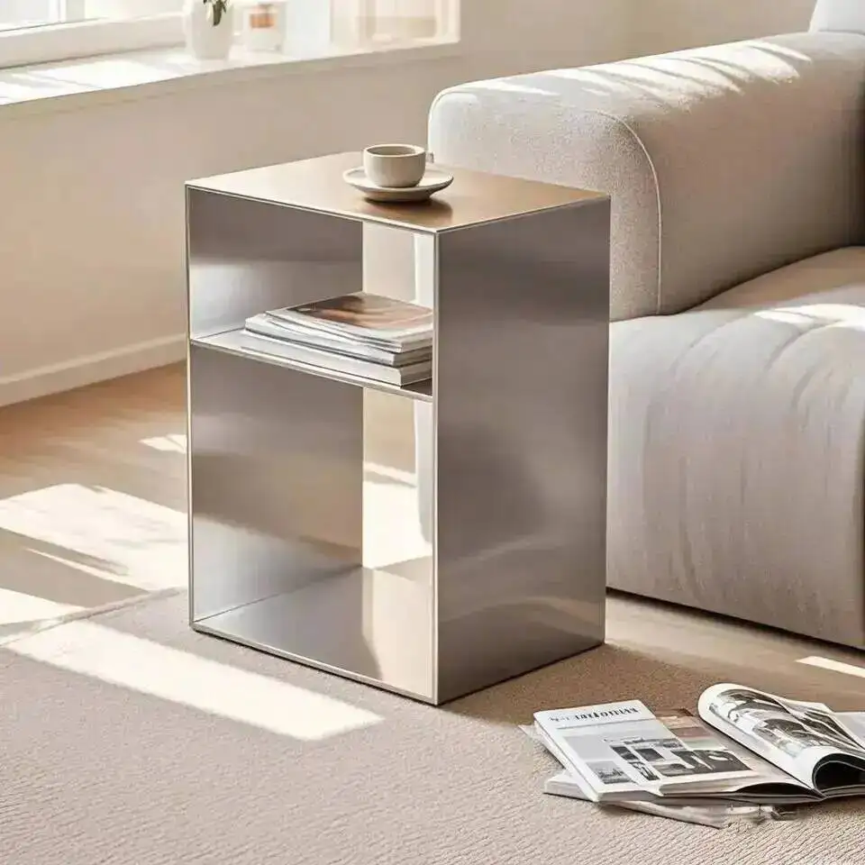 Table Creative Side Bedside Cabinet Bedroom In The Ancient Style of Stainless Steel Shelf Home Landing Multi-storey Storage
