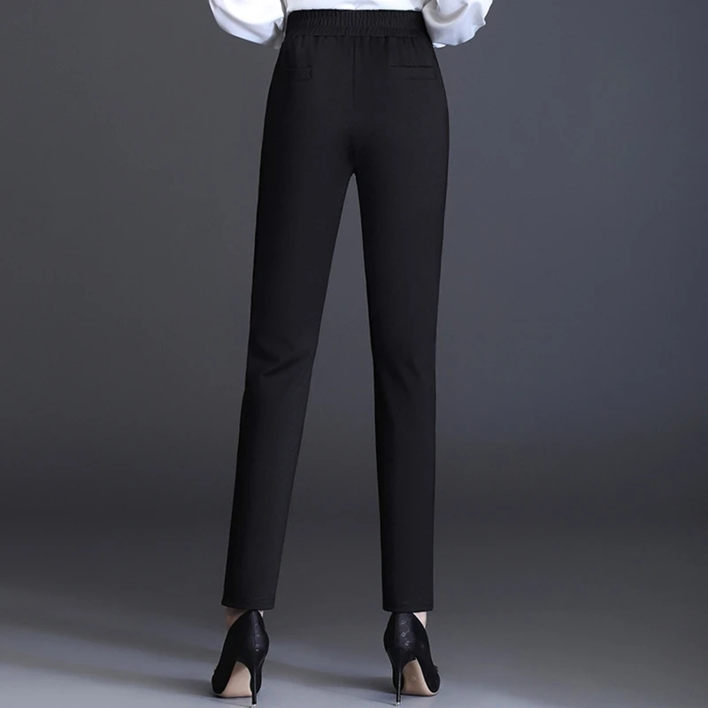 Color blocked waist black suit small leg pants women's spring and summer drape high waist slimming effect plus size 9 points
