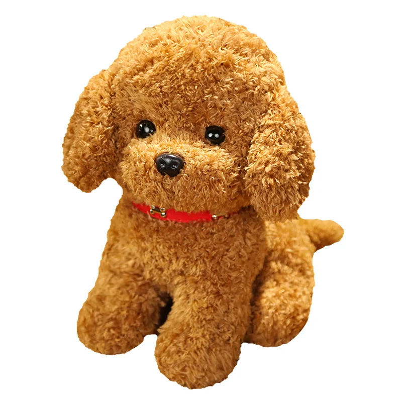 New Lovely Curly Hair Teddy Dog Plush Toys Wears Collar Head Flower Teddy Dolls Stuffed Soft Toy Kids Birthday Gifts