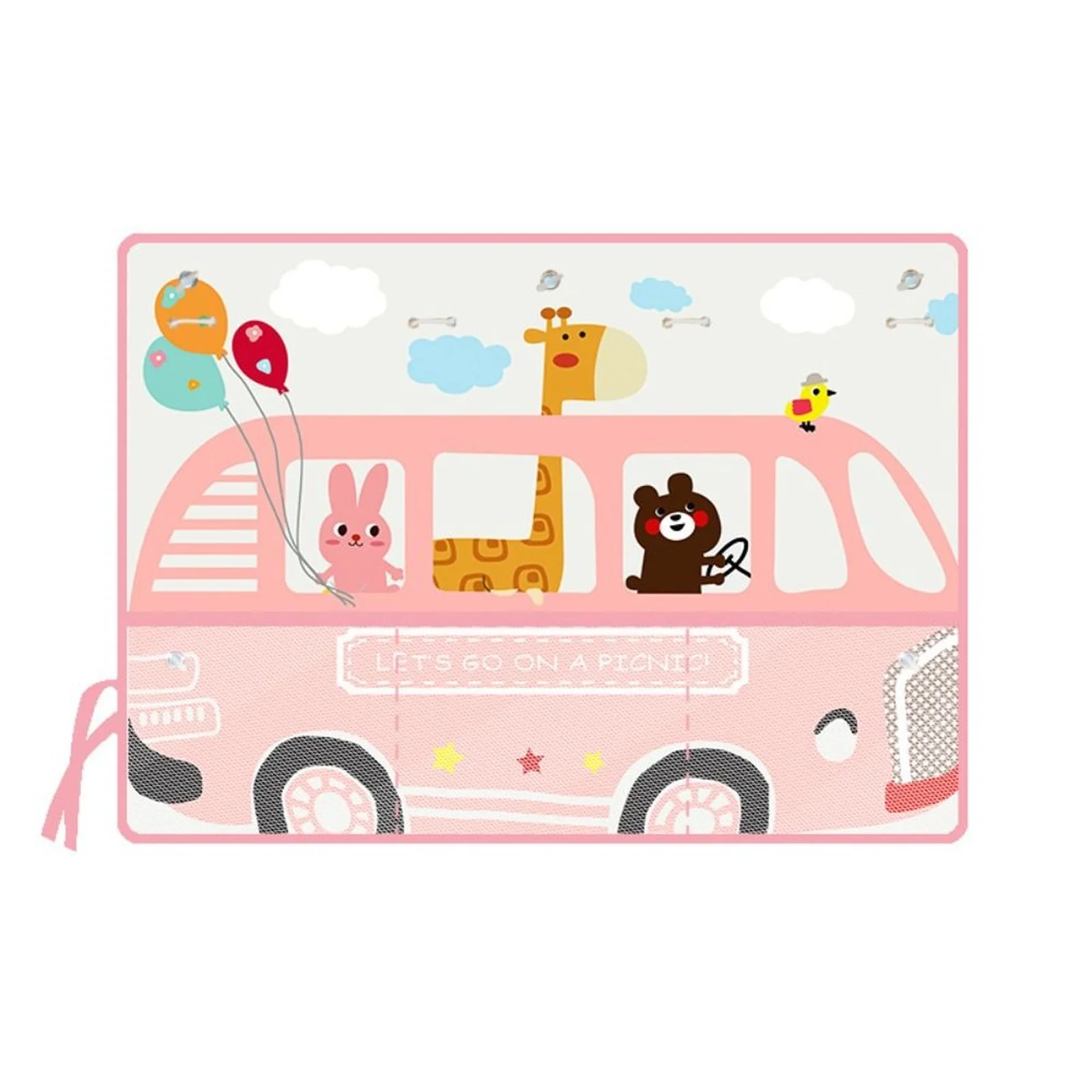 Новая автомобильная занавеска, мультяшная автомобильная солнцезащитная занавеска с сетчатым карманом, защита от солнца, многофункциональная автомобильная солнцезащитная шторка, боковое окно