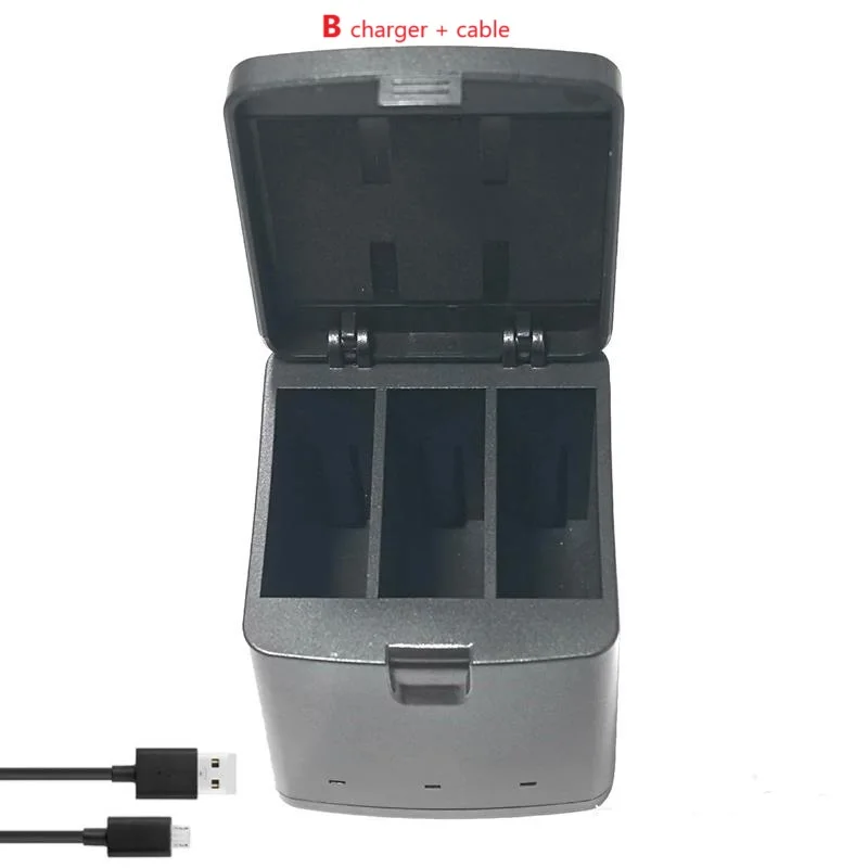 شاحن مزدوج / شاحن صندوق ثلاثي الاتجاه لملحقات كاميرا شاحن بطارية Gopro Hero 13 USB المزدوج