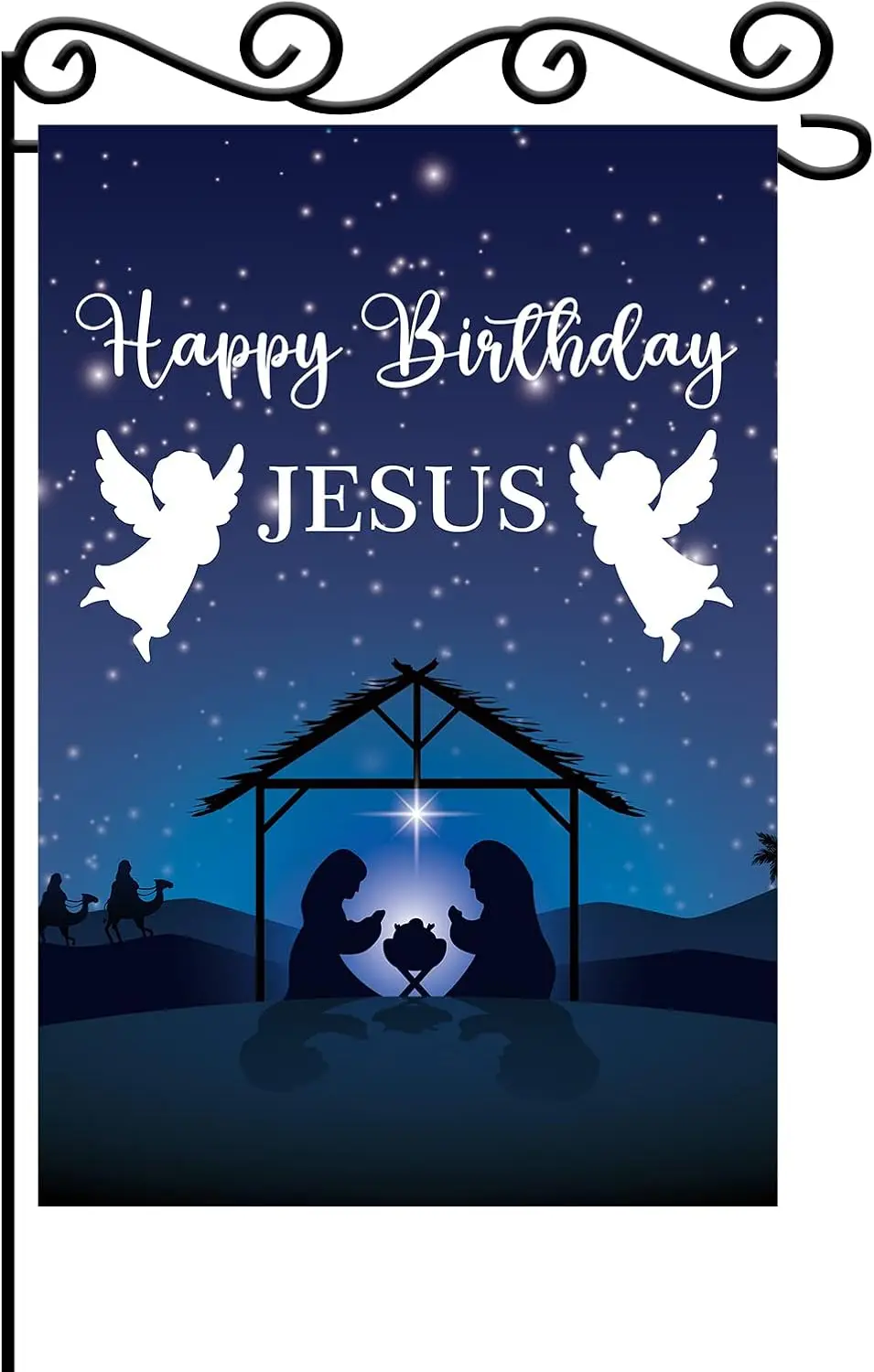 Happy Birthday Jesus Garden Flag - Christmas Baptism Lawn Garden Decoration - God Bless Outdoor Decor - Nativity Religious H yyi