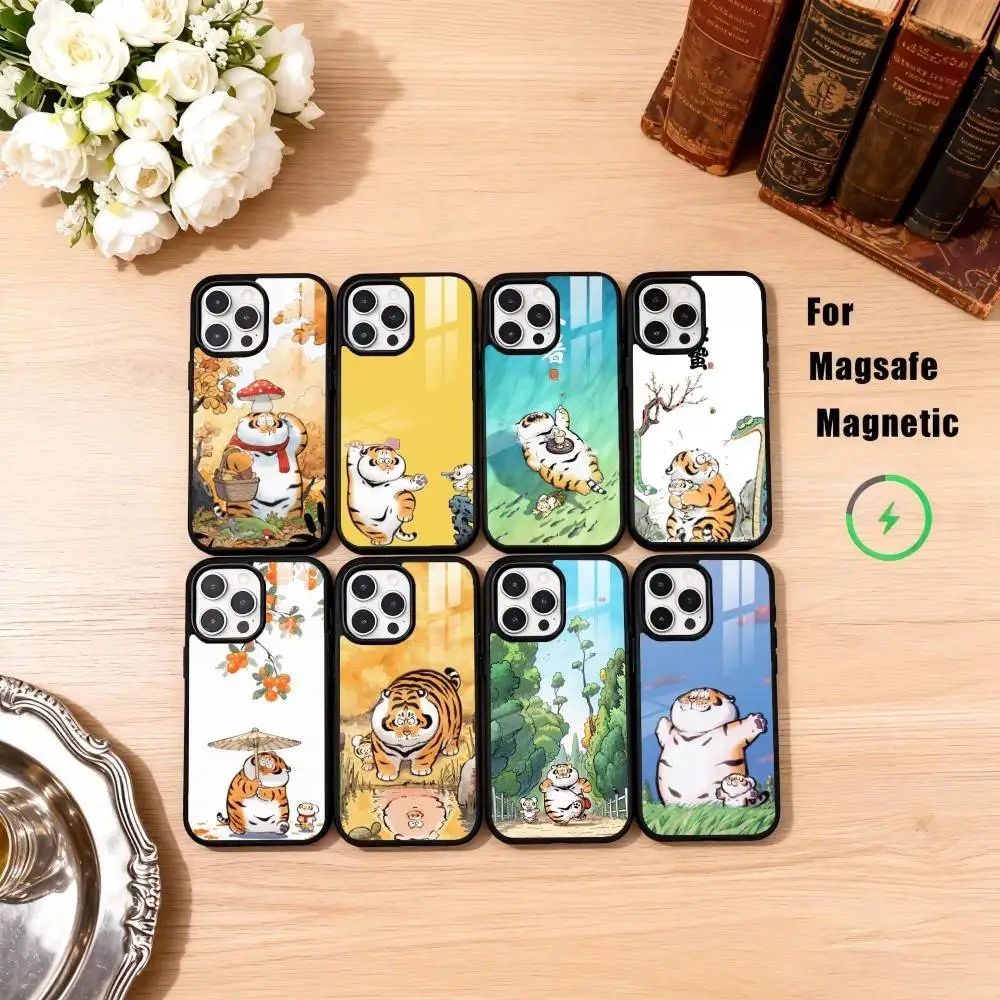 

F-Fat Tiger Phone Case For iPhone17,16,15,14,13,12,11 Plus,Pro Max Magnetic For Magsafe Wireless Charging