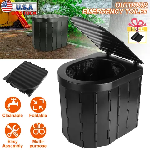 Portable Travel Bucket Toilet Seat Folding Toilet with Lid Camping Toilet Emergency Toilet Car Folding Toilets