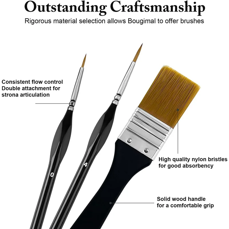 

A96I-64 шт. Кисти для акриловой живописи, нейлоновая щетина премиум-класса с круглой, Filbert, плоская, веерная, угловая, тонкая детальная кисть