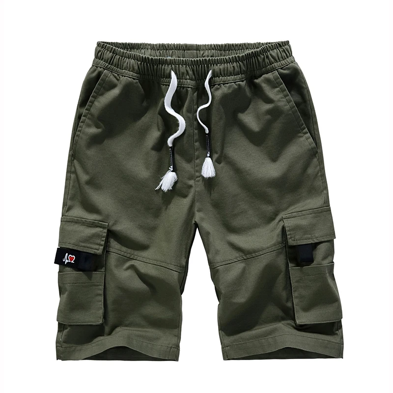 Hoge Kwaliteit Heren Camouflage Losse Shorts Effen Kleur Mid Taille Heren Werk Straat Casual Kort